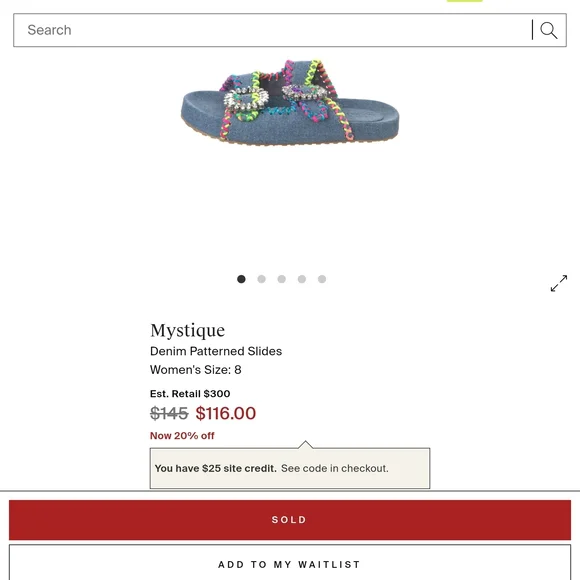 Mystique Luxury Denim Slides Sandals Crystal Buckle Size 8.5 (Fit 8-8.5) NWOB - Picture 11 of 13